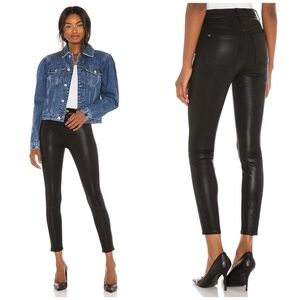 7 For All Mankind Ankle Skinny Faux Leather Black Pants Size 29